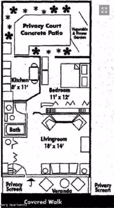 One bedroom floorplan