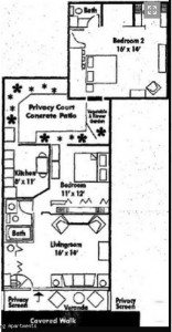 Two bedroom townhome floorplan