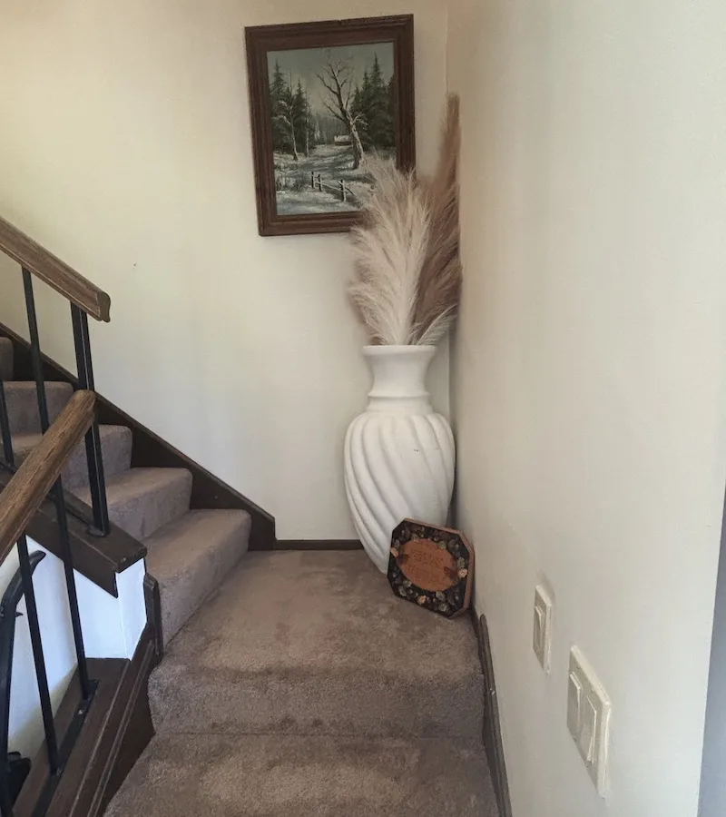 Amherst Meadow Apartments townhome carpeted stairs to second floor